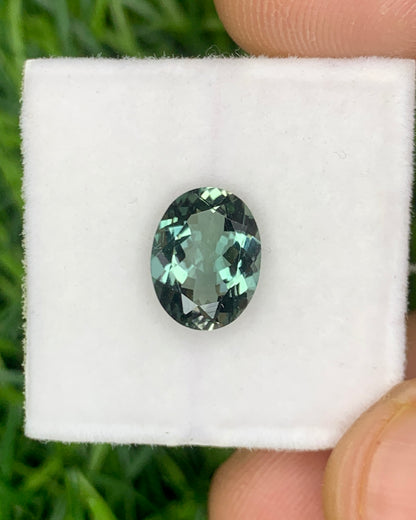 Natural Green Gray Tourmaline 1.09 Carat 8x6 MM Oval Shape Faceted Gemstone