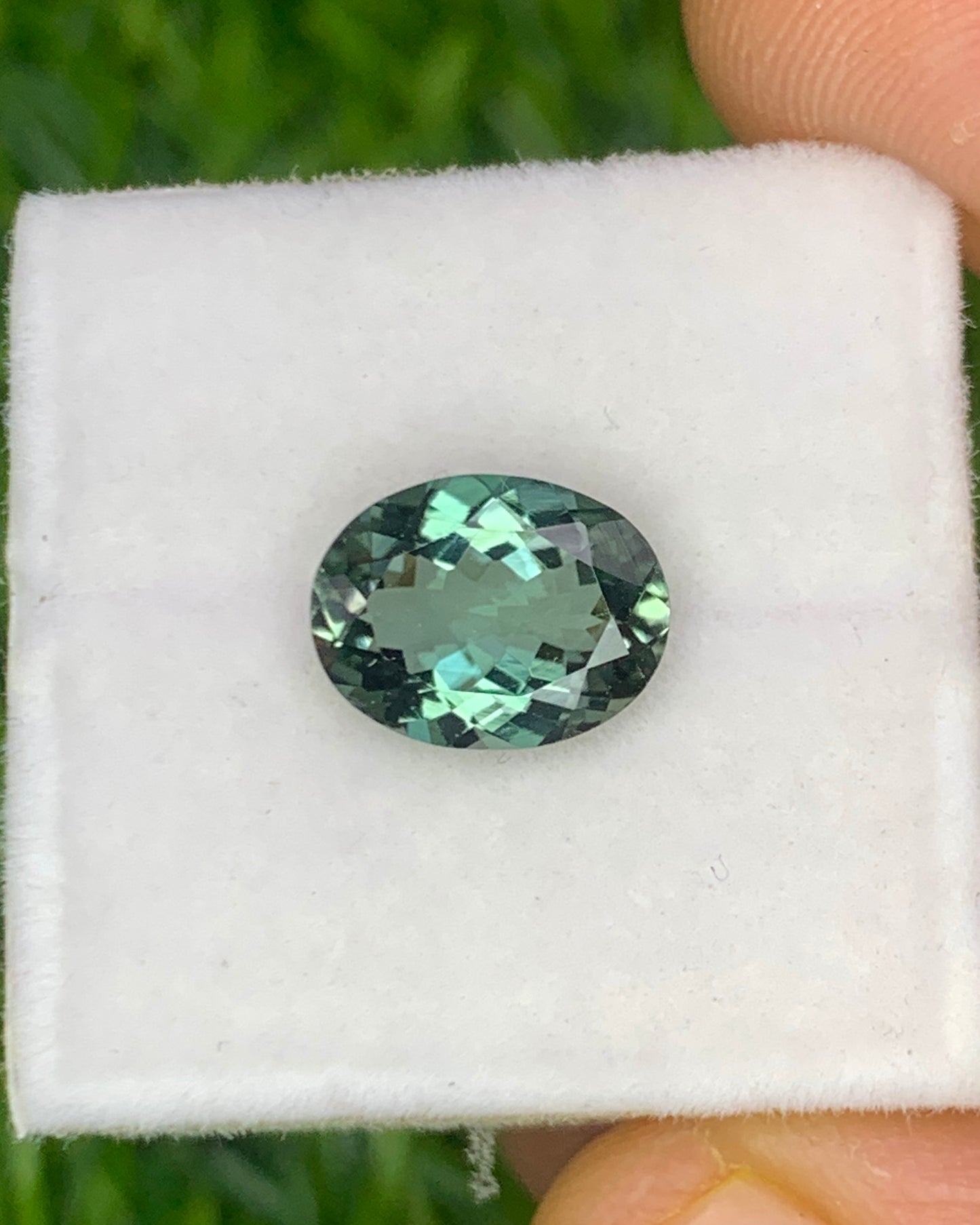 Natural Green Gray Tourmaline 1.09 Carat 8x6 MM Oval Shape Faceted Gemstone