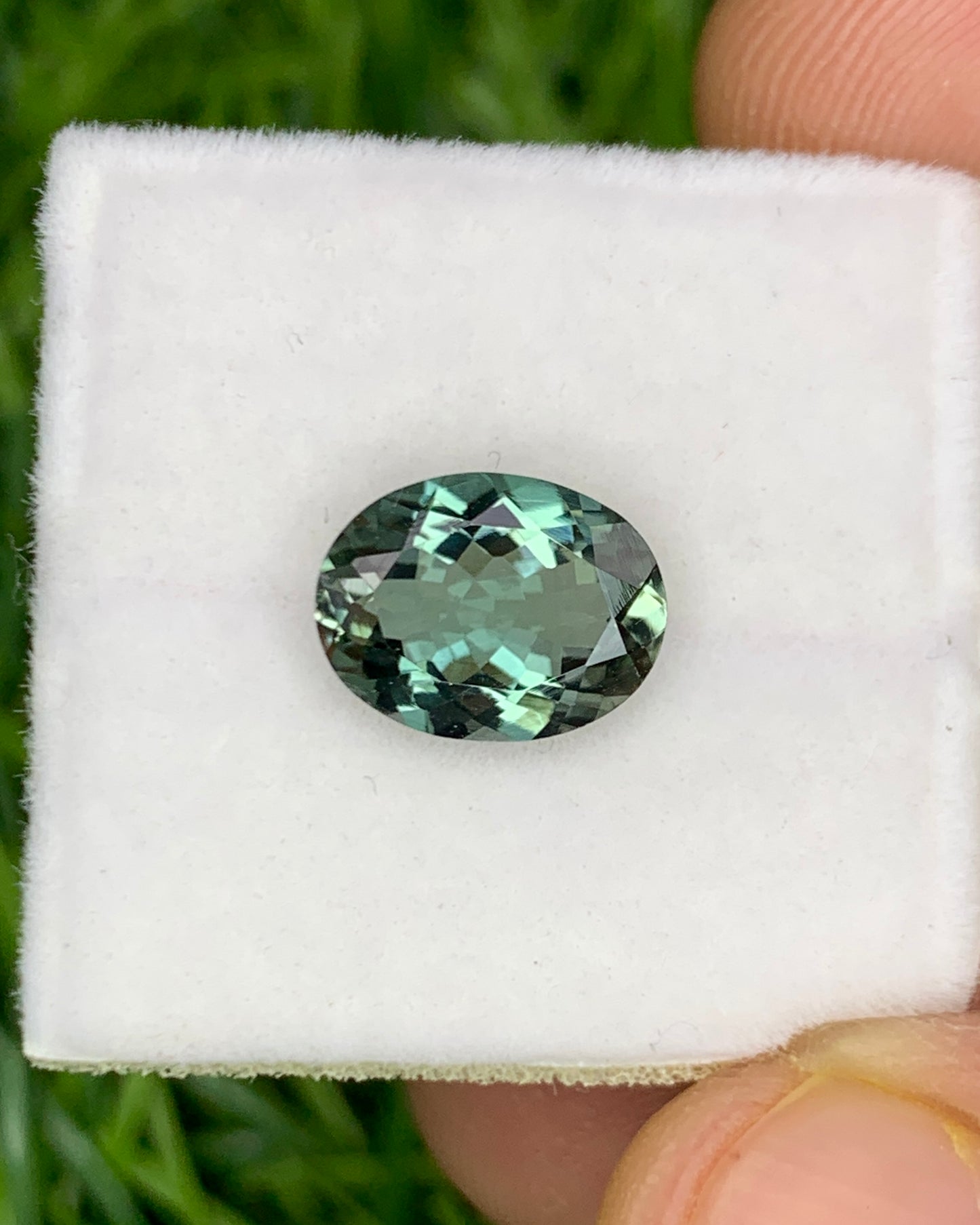 Natural Green Gray Tourmaline 1.09 Carat 8x6 MM Oval Shape Faceted Gemstone