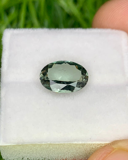 Natural Green Gray Tourmaline 1.09 Carat 8x6 MM Oval Shape Faceted Gemstone
