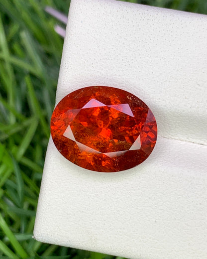 Natural Spessartite Garnet 8.73 Carat 14x11 MM Oval Shape Faceted Gemstone Orange Garnet