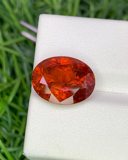 Natural Spessartite Garnet 8.73 Carat 14x11 MM Oval Shape Faceted Gemstone Orange Garnet