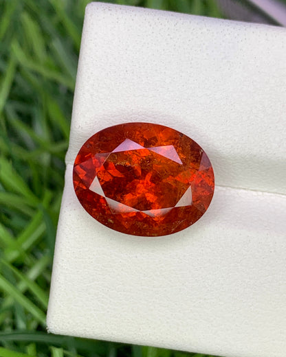 Natural Spessartite Garnet 8.73 Carat 14x11 MM Oval Shape Faceted Gemstone Orange Garnet
