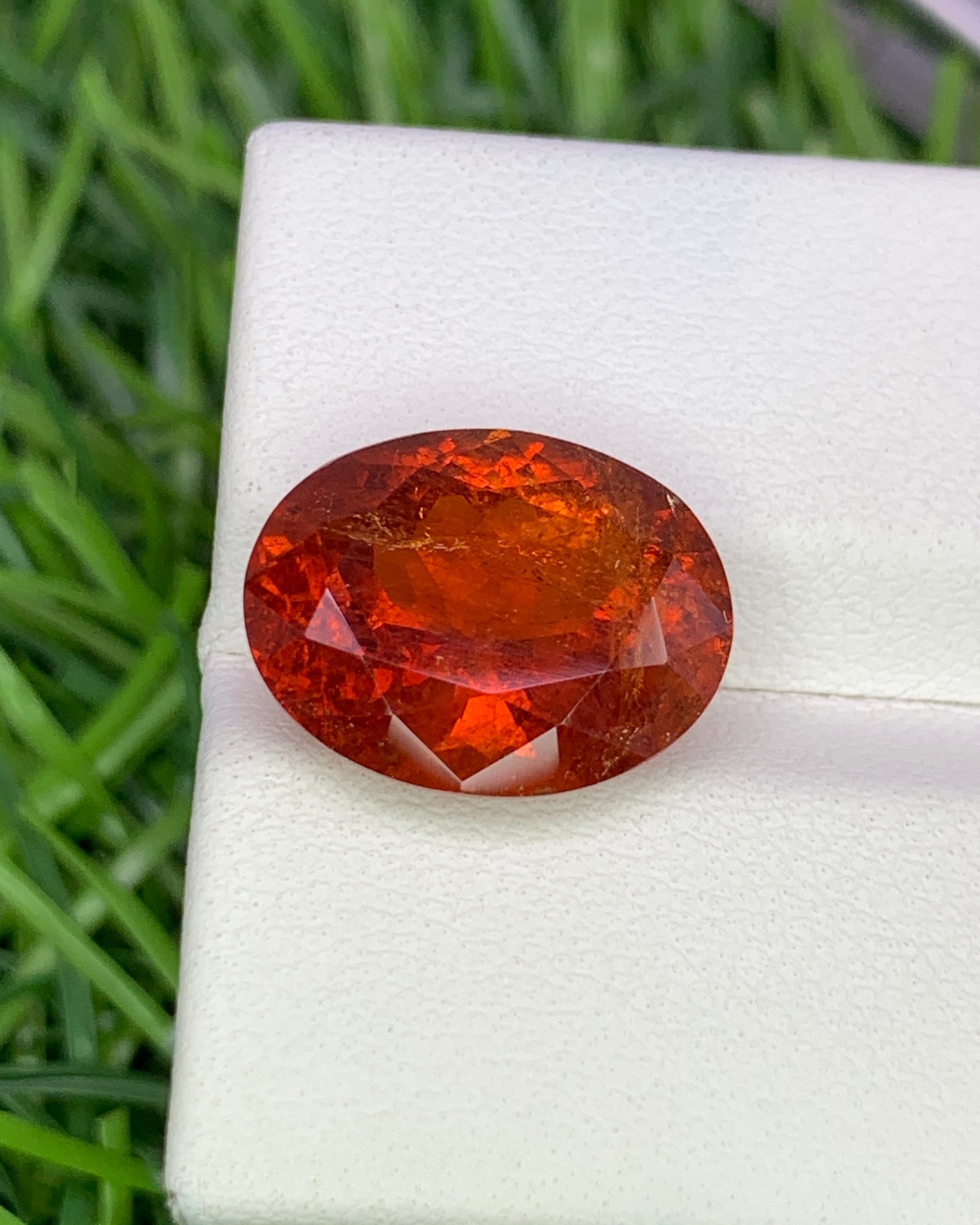 Natural Spessartite Garnet 8.73 Carat 14x11 MM Oval Shape Faceted Gemstone Orange Garnet