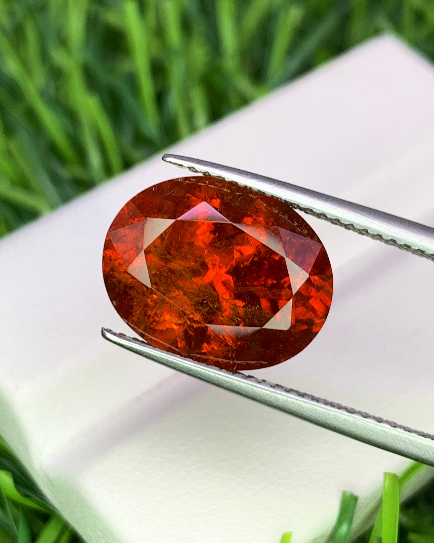 Natural Spessartite Garnet 8.73 Carat 14x11 MM Oval Shape Faceted Gemstone Orange Garnet