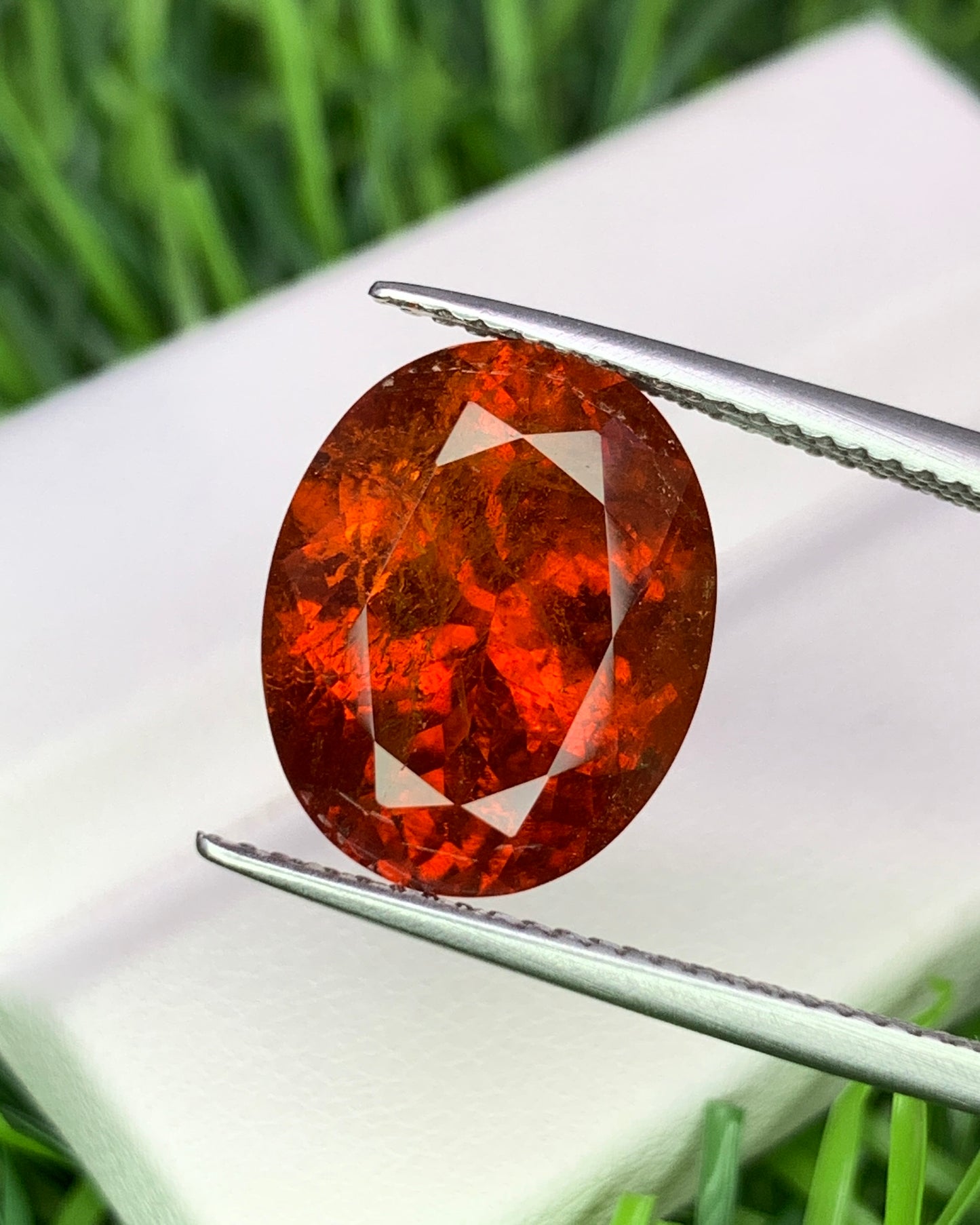 Natural Spessartite Garnet 8.73 Carat 14x11 MM Oval Shape Faceted Gemstone Orange Garnet