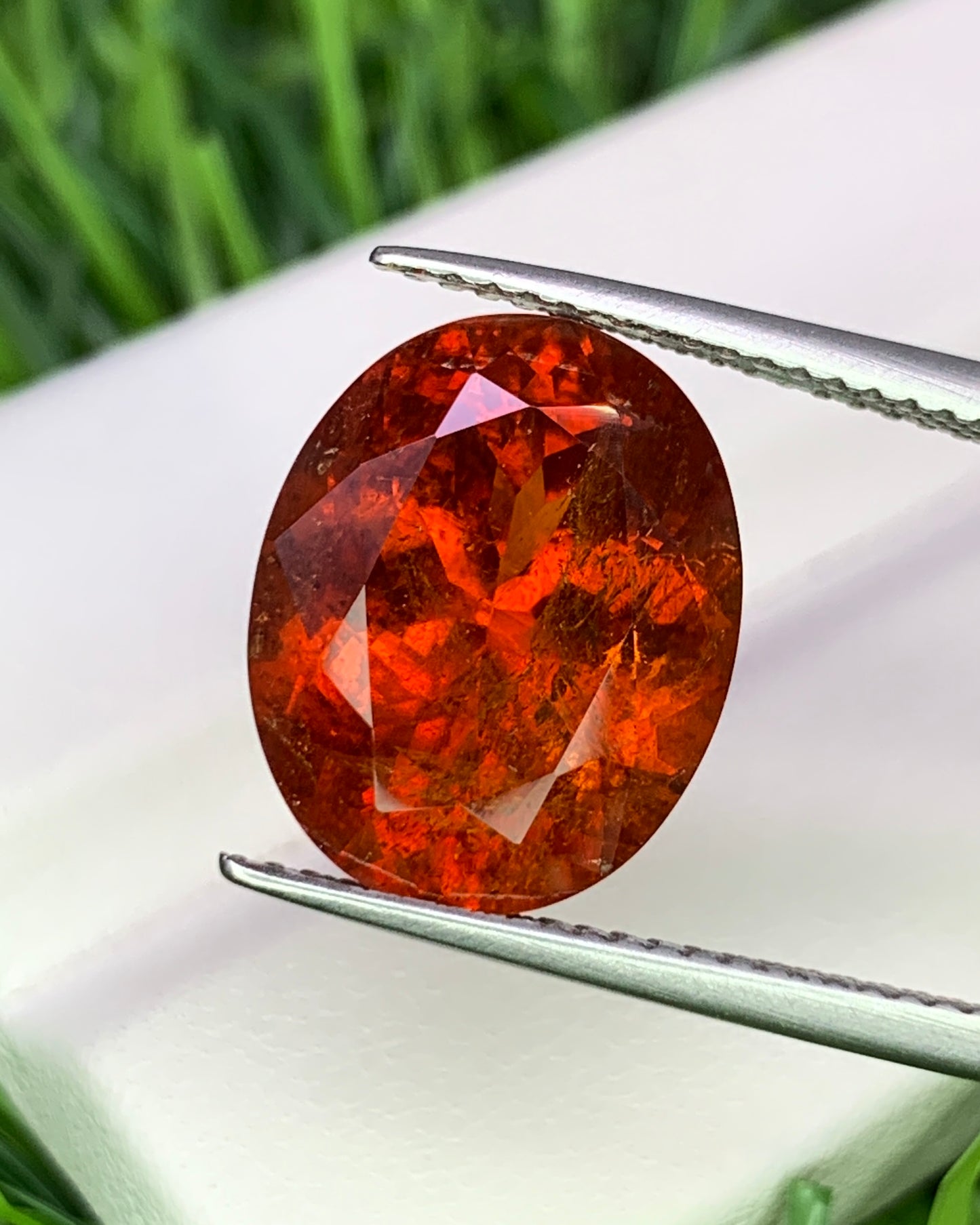 Natural Spessartite Garnet 8.73 Carat 14x11 MM Oval Shape Faceted Gemstone Orange Garnet