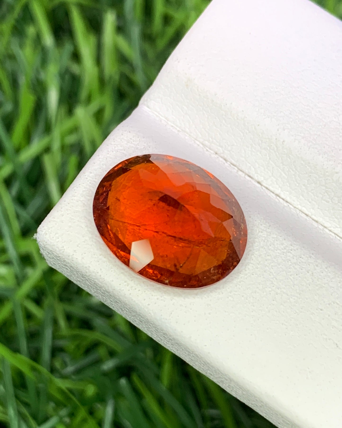 Natural Spessartite Garnet 8.73 Carat 14x11 MM Oval Shape Faceted Gemstone Orange Garnet