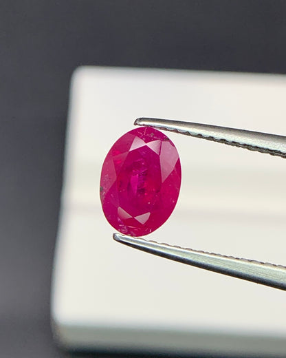 Natural Ruby 1.51 Carat 7.8x5.7 MM Oval Shape Faceted Gemstone 