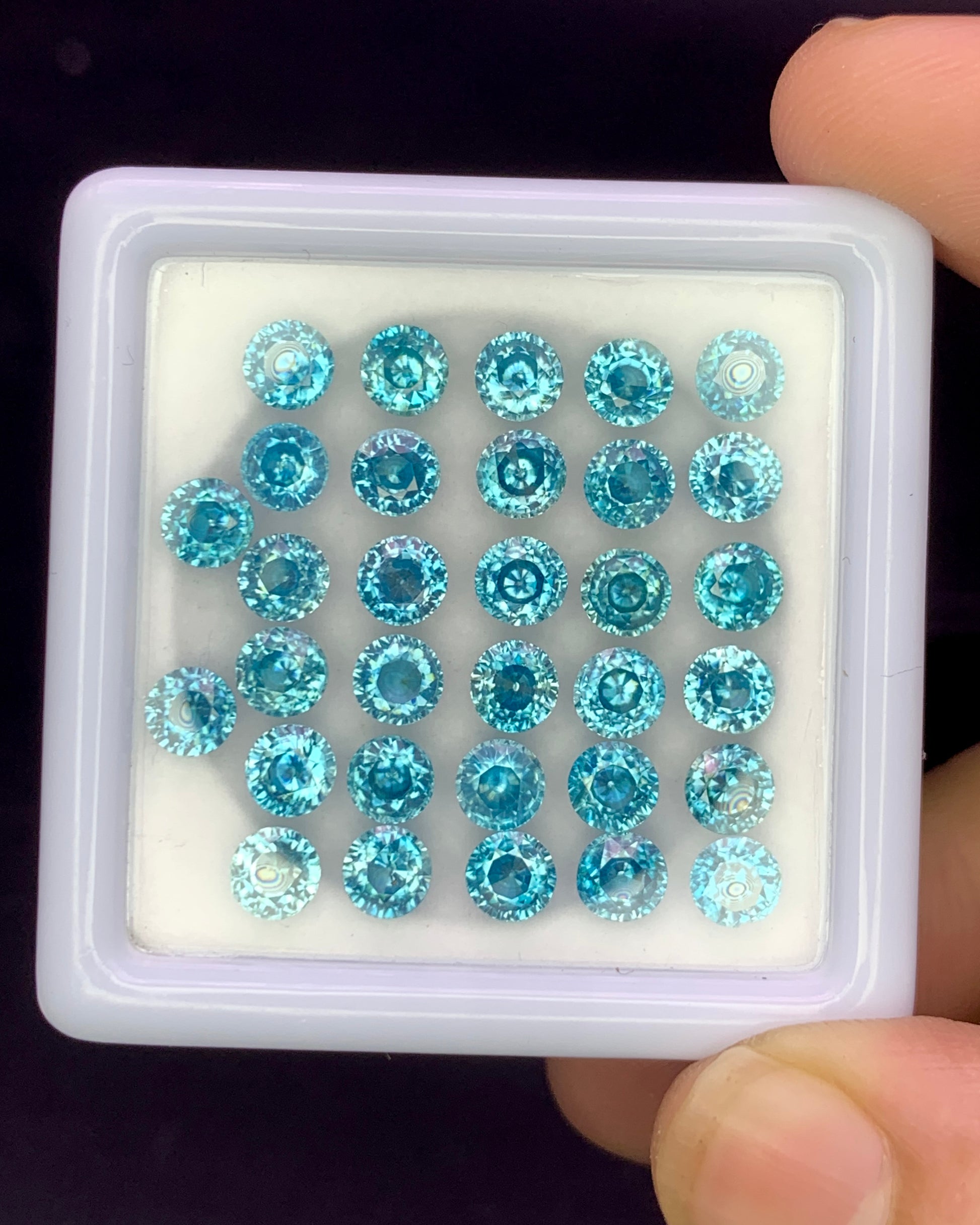 Natural Cambodian Blue Zircon Lot 4.5x4.5 MM Round Shape Faceted Gemstone Lot