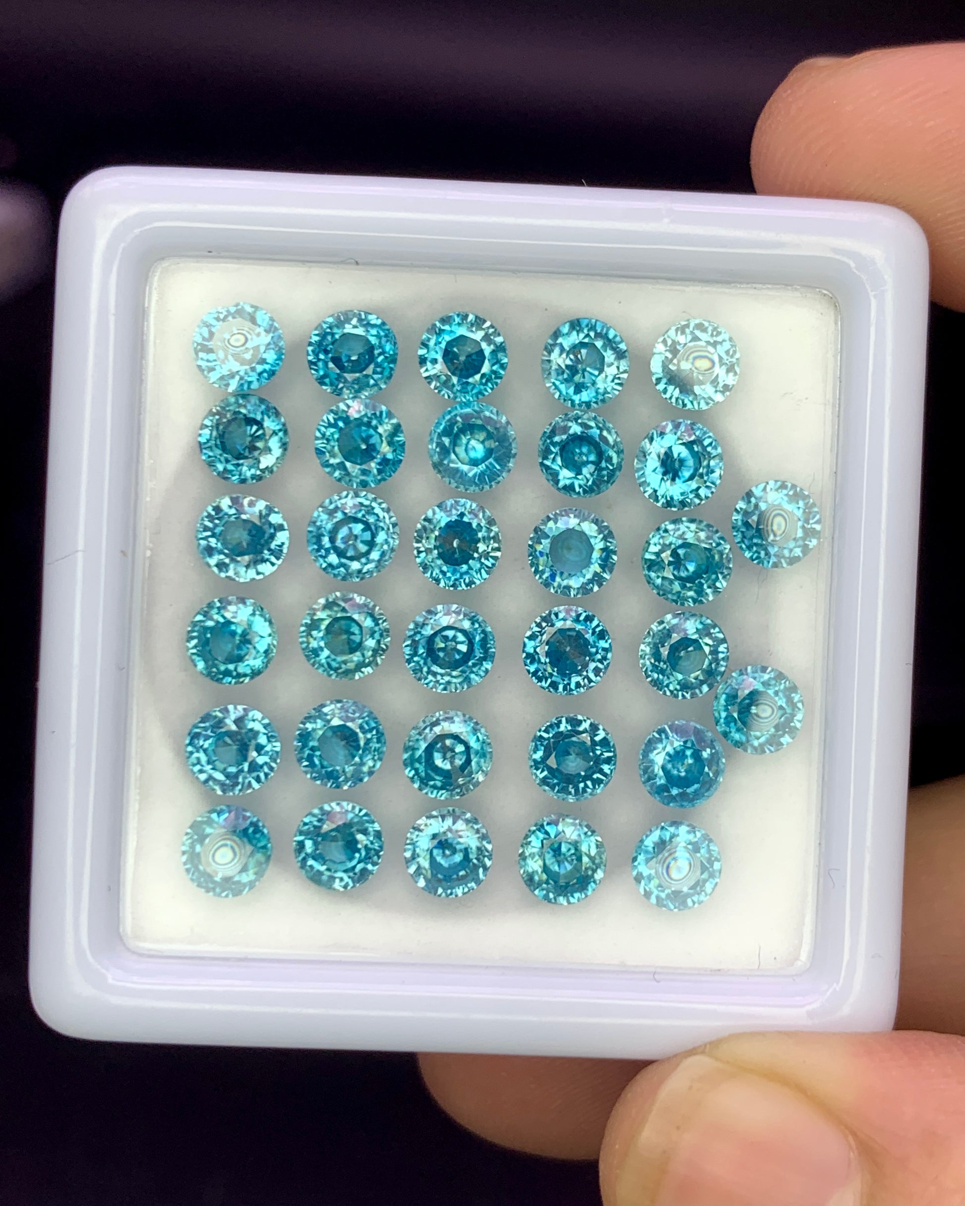 Natural Cambodian Blue Zircon Lot 4.5x4.5 MM Round Shape Faceted Gemstone Lot