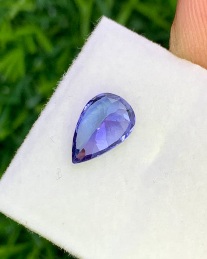 Natural Bi Color Tanzanite 1.35 Carat 9x5.9 MM Pear Shape Faceted Gemstone