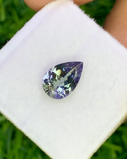 Natural Bi Color Tanzanite 1.24 Carat 9.1x6.1 MM Pear Shape Faceted Gemstone