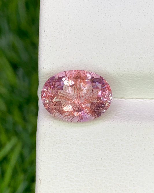 Natural Super Seven 2.88 Carat 10.8x7.9 MM Oval Shape Faceted Gemstone with 7 Crystals Healing Stone Seven Chakra Melody Stone