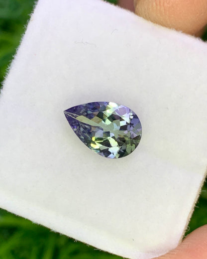 Natural Bi Color Tanzanite 1.24 Carat 9.1x6.1 MM Pear Shape Faceted Gemstone