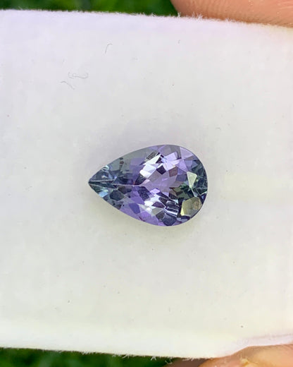 Natural Bi Color Tanzanite 1.41 Carat 9x6 MM Pear Shape Faceted Gemstone