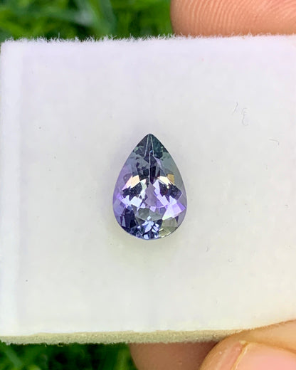 Natural Bi Color Tanzanite 1.41 Carat 9x6 MM Pear Shape Faceted Gemstone