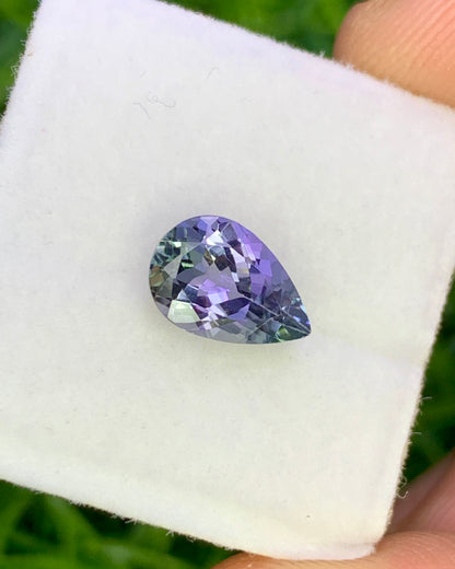 Natural Bi Color Tanzanite 1.41 Carat 9x6 MM Pear Shape Faceted Gemstone