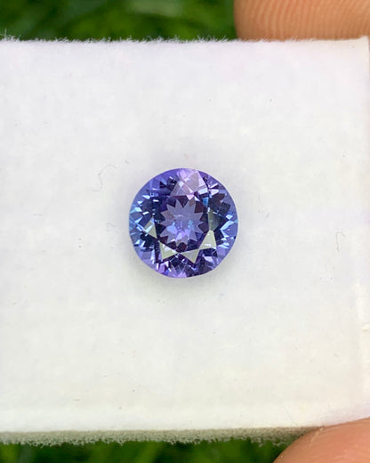 Natural Bi Color Tanzanite 1.31 Carat 6.9x6.9 MM Round Shape Faceted Gemstone