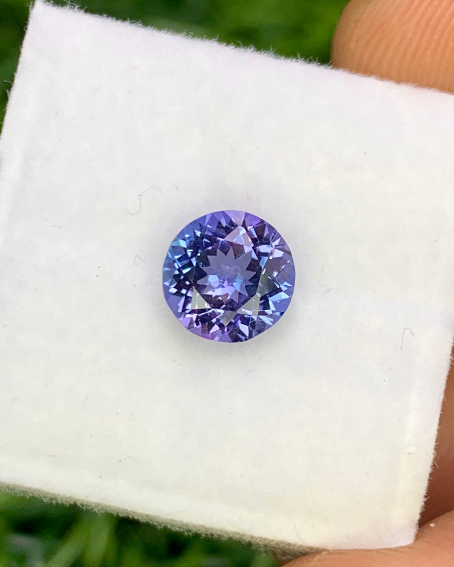 Natural Bi Color Tanzanite 1.31 Carat 6.9x6.9 MM Round Shape Faceted Gemstone