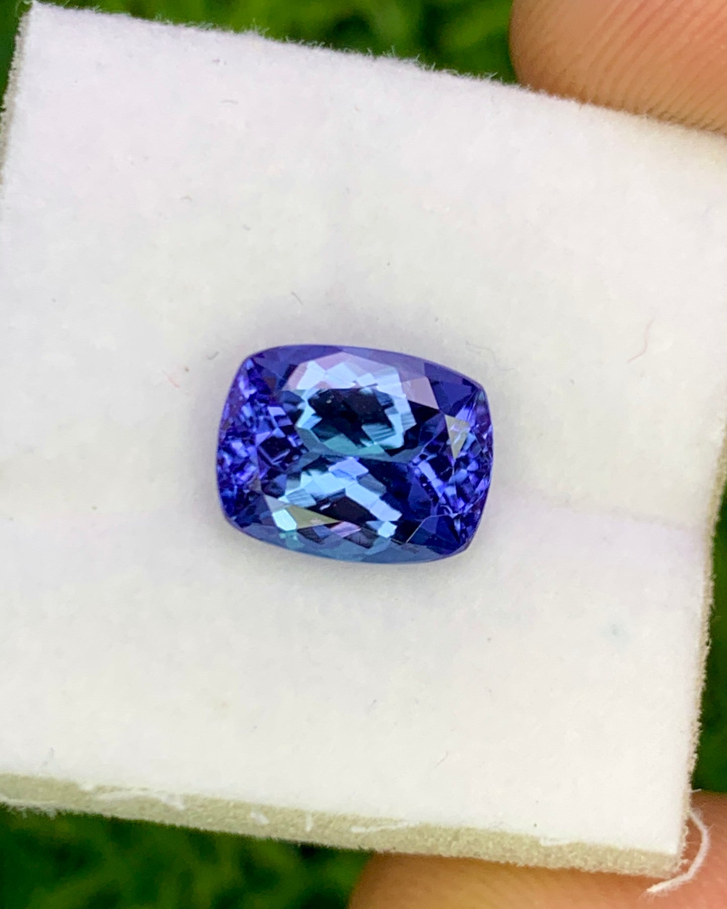 Natural Bi Color Tanzanite 2.36 Carat 9x7 MM Cushion Shape Faceted Gemstone