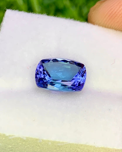 Natural Bi Color Tanzanite 2.36 Carat 9x7 MM Cushion Shape Faceted Gemstone