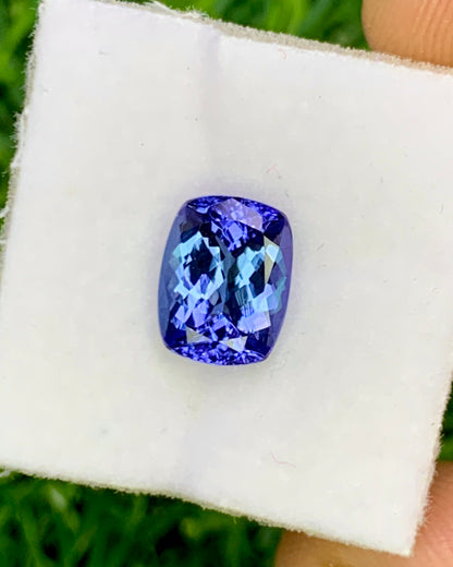 Natural Bi Color Tanzanite 2.36 Carat 9x7 MM Cushion Shape Faceted Gemstone