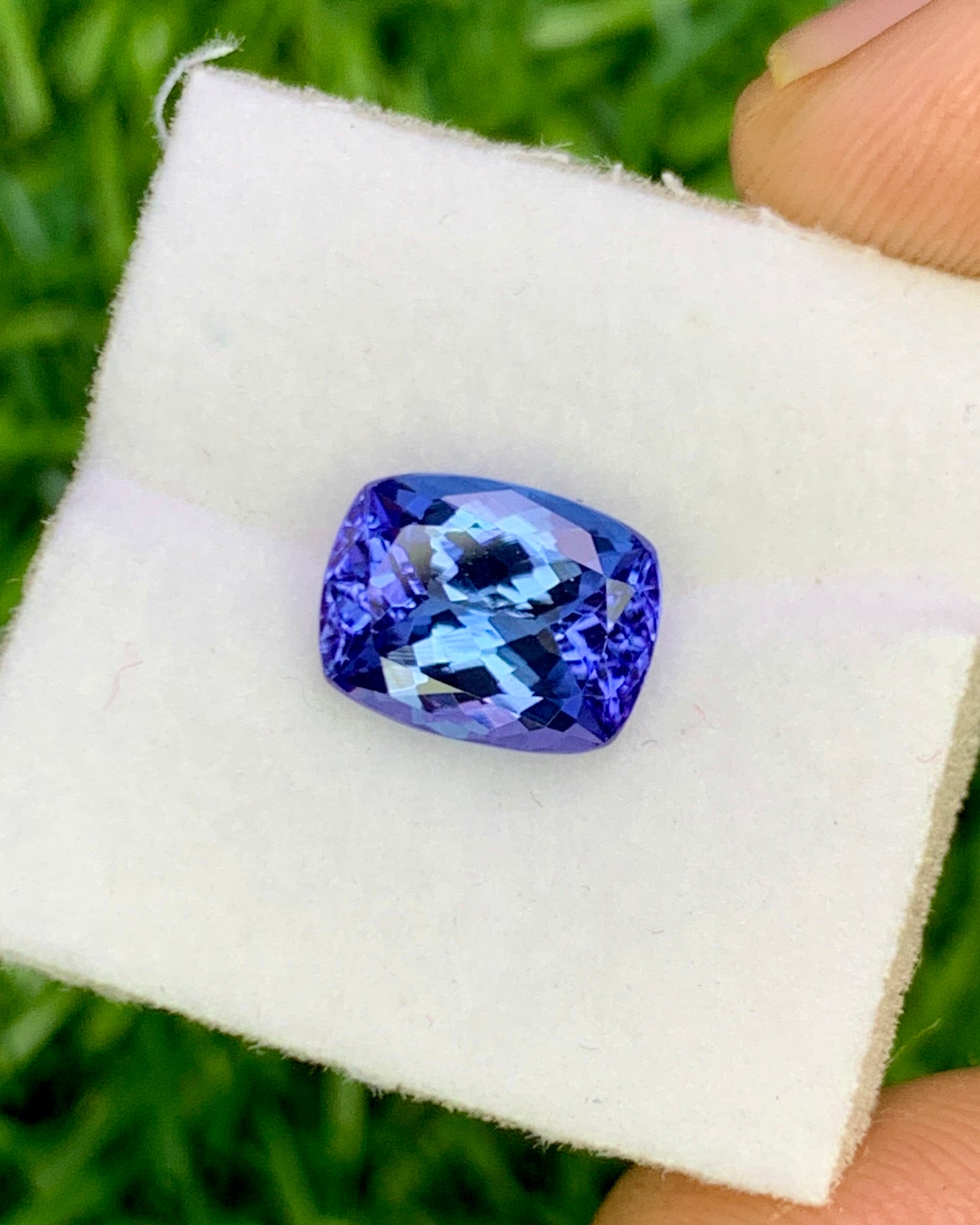 Natural Bi Color Tanzanite 2.36 Carat 9x7 MM Cushion Shape Faceted Gemstone