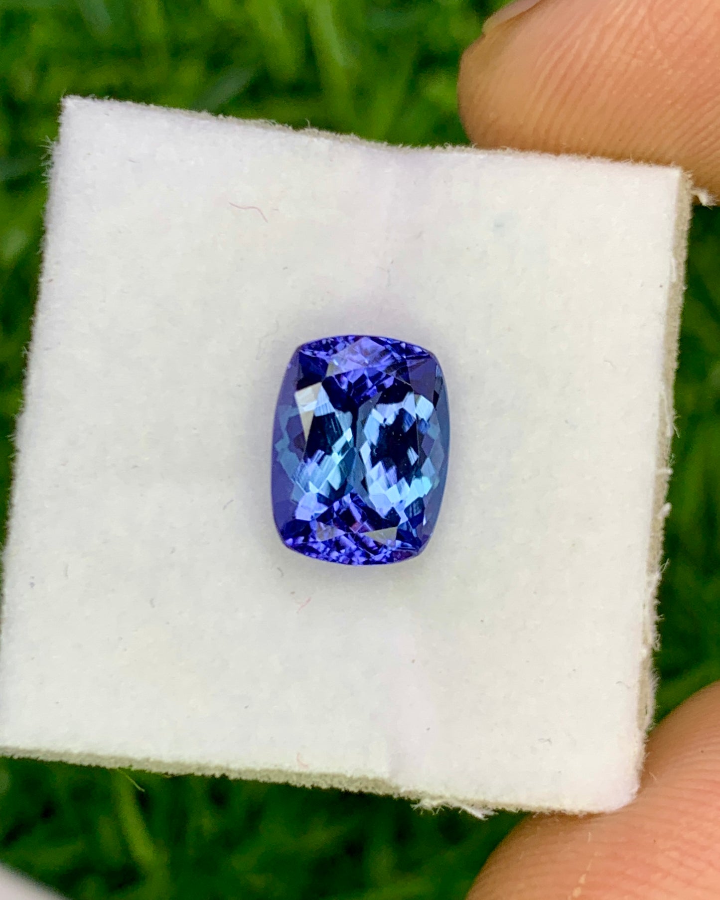 Natural Bi Color Tanzanite 2.36 Carat 9x7 MM Cushion Shape Faceted Gemstone