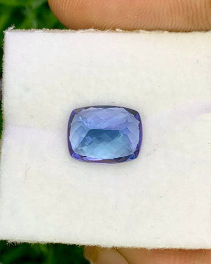 Natural Bi Color Tanzanite 2.36 Carat 9x7 MM Cushion Shape Faceted Gemstone