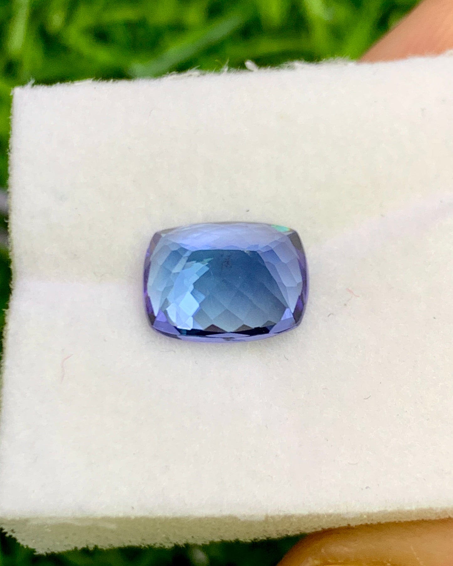 Natural Bi Color Tanzanite 2.36 Carat 9x7 MM Cushion Shape Faceted Gemstone