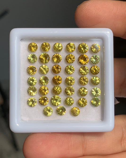 Natural Sphene/Titanite Lot 4x4 MM Round Shape Faceted Gemstone Lot 