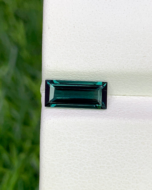 Natural Indicolite Tourmaline 1.17 Carat 9.5x4 MM Baguette Shape Faceted Gemstone
