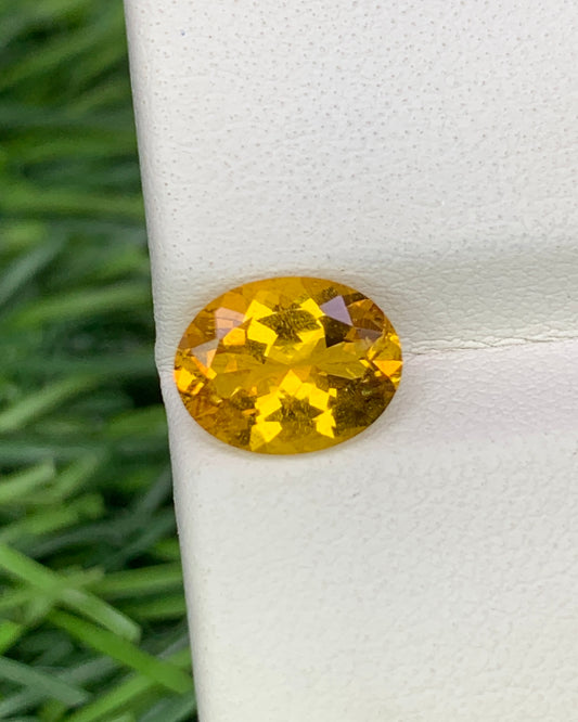 Natural Yellow Tourmaline 1.59 Carat 9x7 MM Oval Shape Faceted Gemstone 