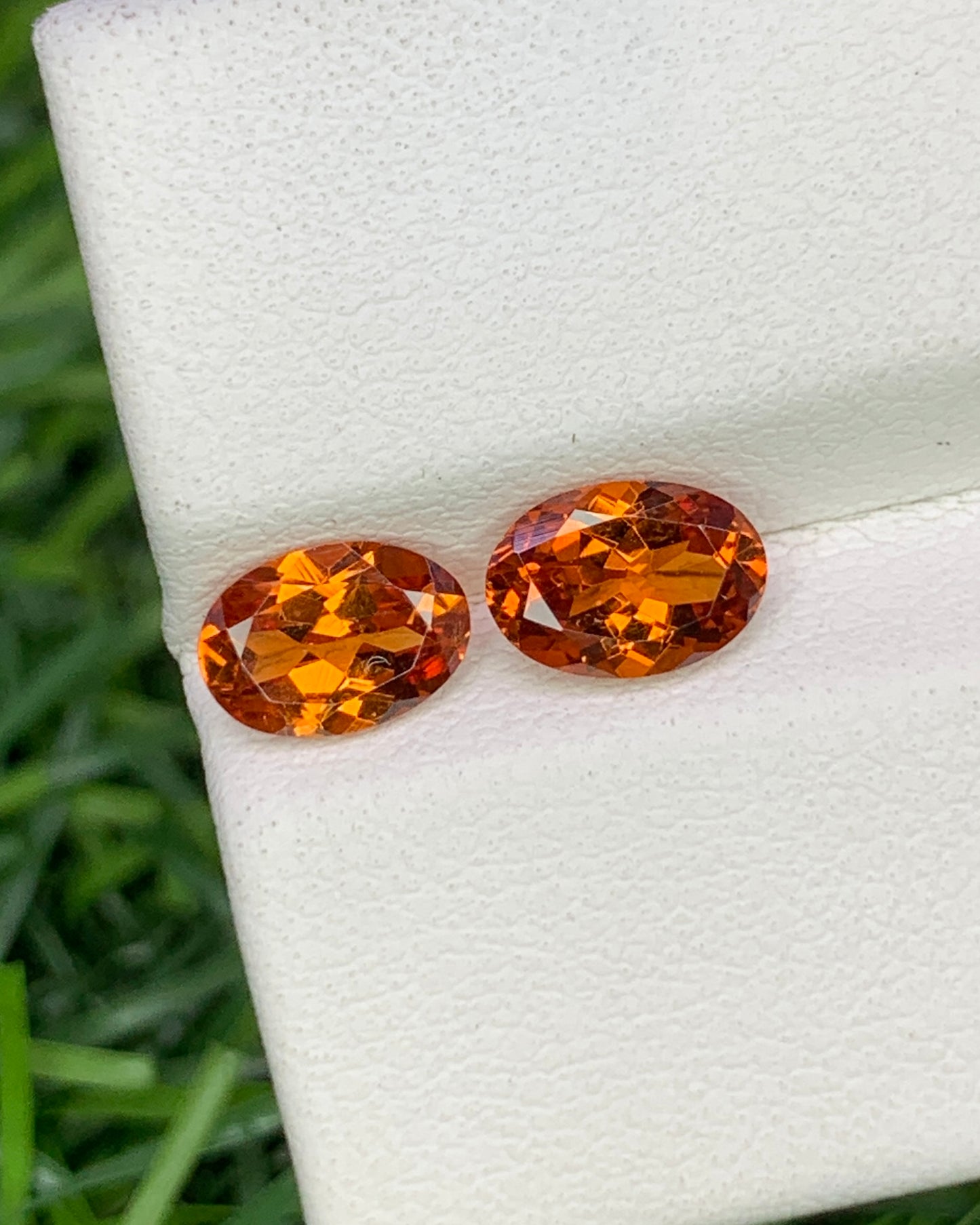 Natural Spessartite Garnet Lot 2.00 Carat 7x5 MM Oval Shape Faceted Gemstone Orange Garnet 2 Piece Lot