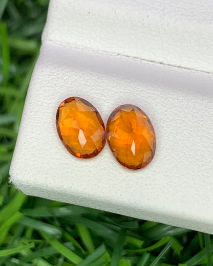Natural Spessartite Garnet Lot 2.00 Carat 7x5 MM Oval Shape Faceted Gemstone Orange Garnet 2 Piece Lot