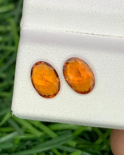 Natural Spessartite Garnet Lot 2.00 Carat 7x5 MM Oval Shape Faceted Gemstone Orange Garnet 2 Piece Lot