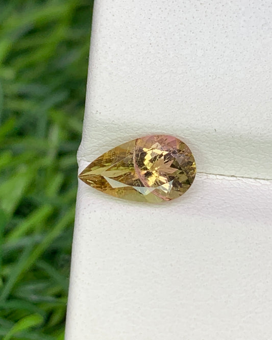 Natural Bi Color Tourmaline 1.31 Carat 10x5.7 MM Pear Shape Faceted Gemstone