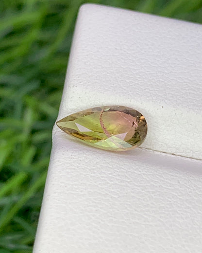 Natural Bi Color Tourmaline 1.31 Carat 10x5.7 MM Pear Shape Faceted Gemstone
