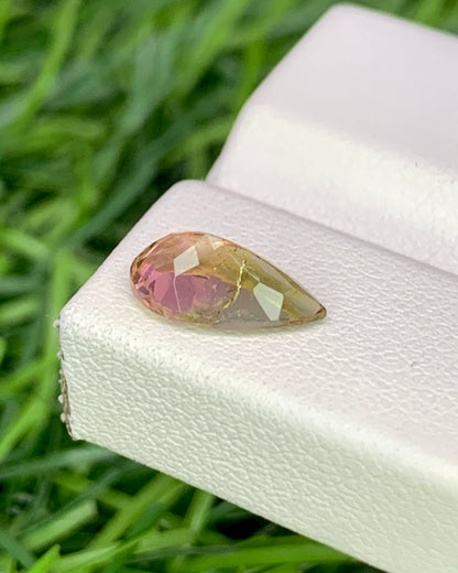 Natural Bi Color Tourmaline 1.31 Carat 10x5.7 MM Pear Shape Faceted Gemstone