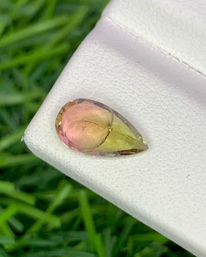 Natural Bi Color Tourmaline 1.31 Carat 10x5.7 MM Pear Shape Faceted Gemstone