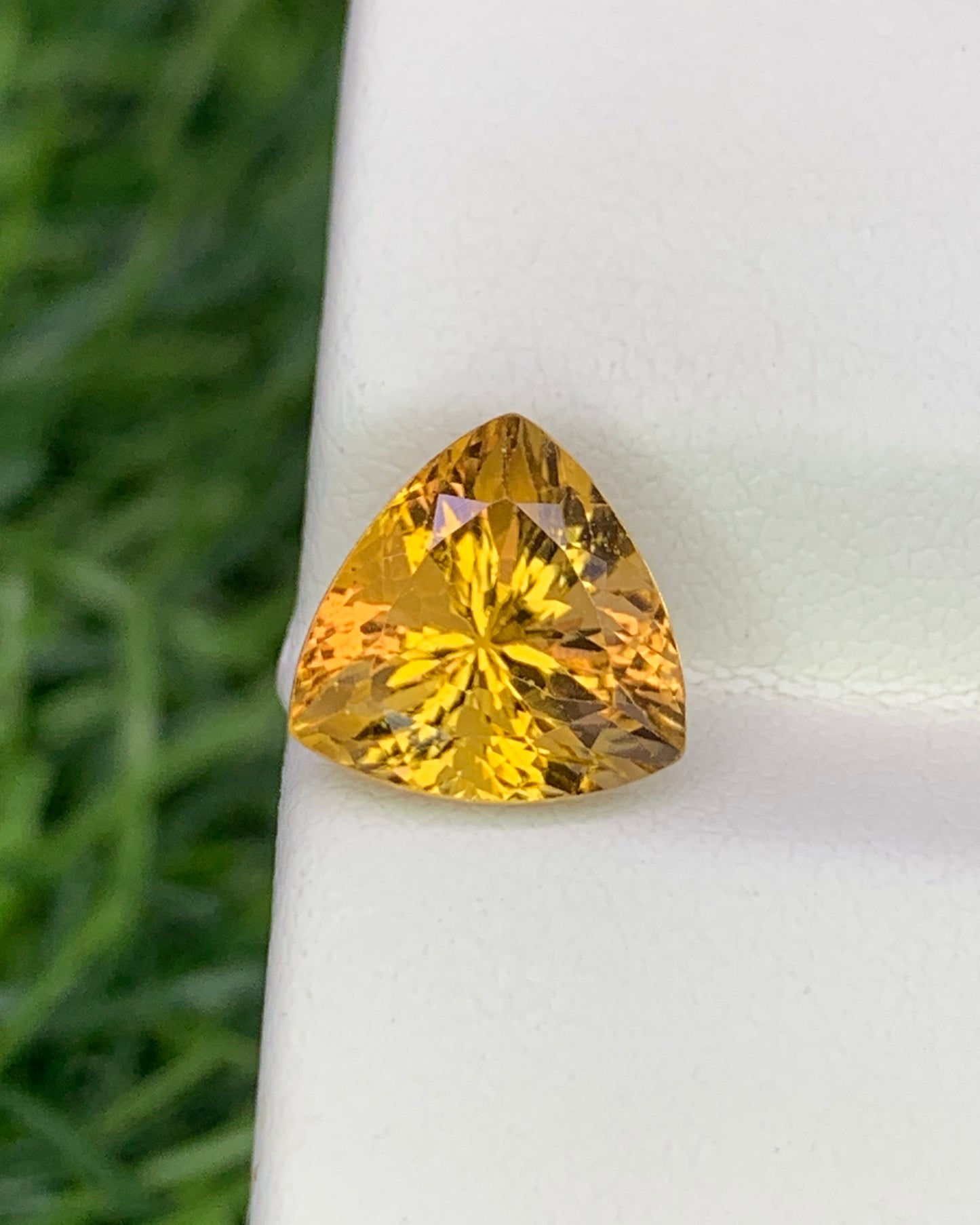 Natural Yellow Tourmaline 3.09 Carat 9x9 MM Trillion Shape Faceted Gemstone