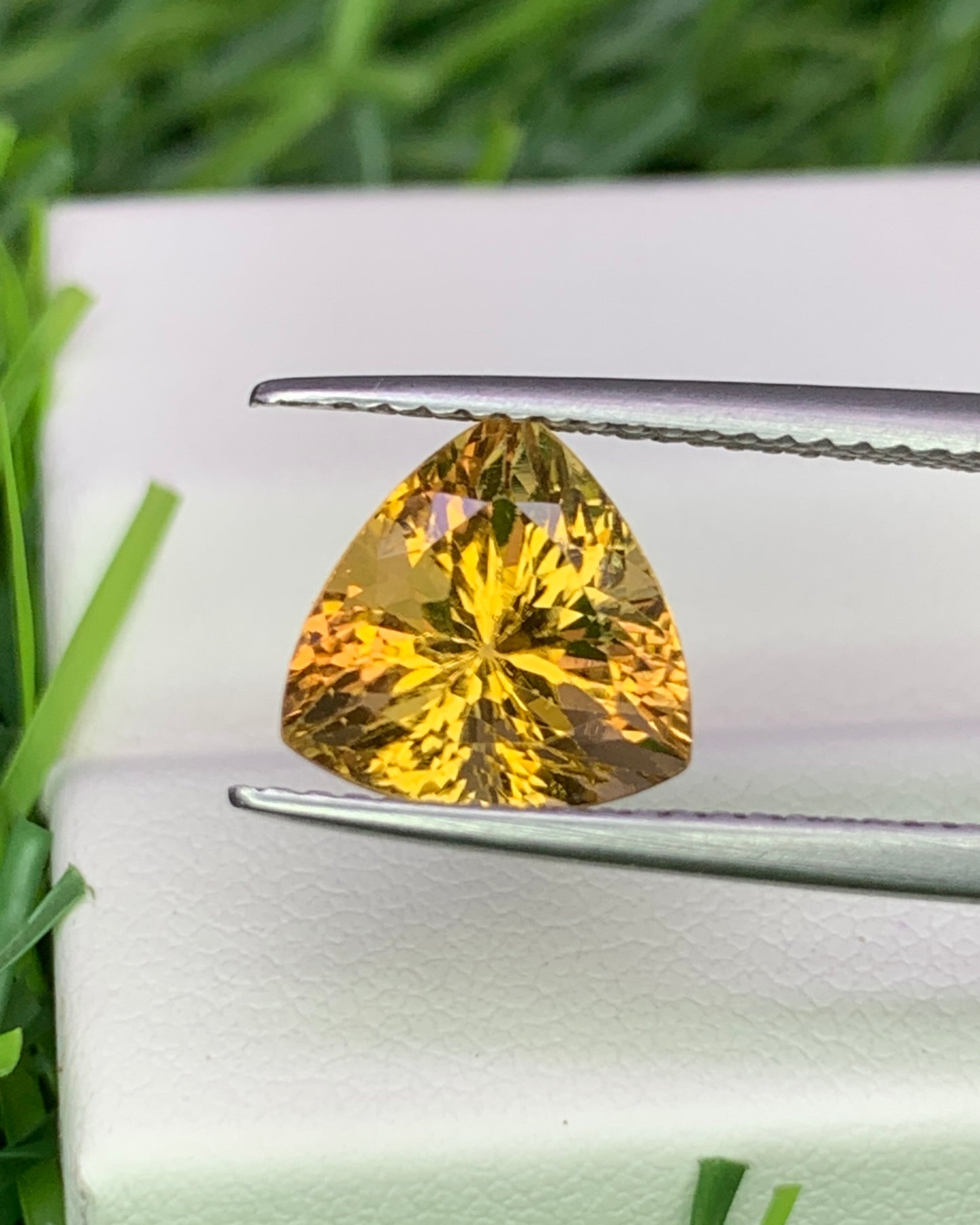 Natural Yellow Tourmaline 3.09 Carat 9x9 MM Trillion Shape Faceted Gemstone
