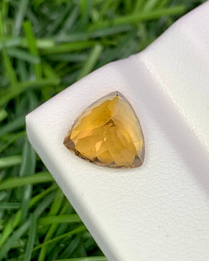 Natural Yellow Tourmaline 3.09 Carat 9x9 MM Trillion Shape Faceted Gemstone