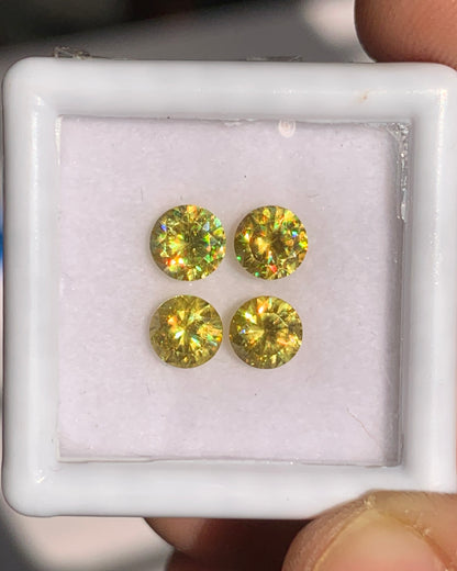 Natural Sphene/Titanite Lot 1.97 Carat 5x5 MM Round Shape Faceted Gemstone 4 Piece Lot 