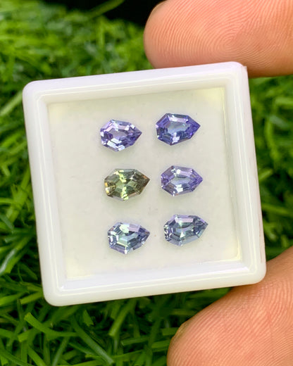 Natural Bi Color Tanzanite Lot 2.25 Carat Mix Size Fancy Shape Faceted Gemstone 6 Piece Lot