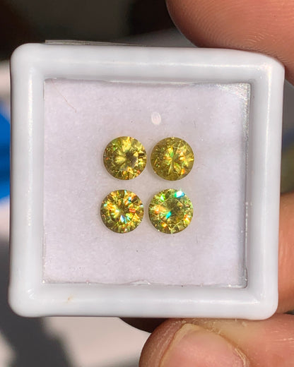 Natural Sphene/Titanite Lot 1.97 Carat 5x5 MM Round Shape Faceted Gemstone 4 Piece Lot 