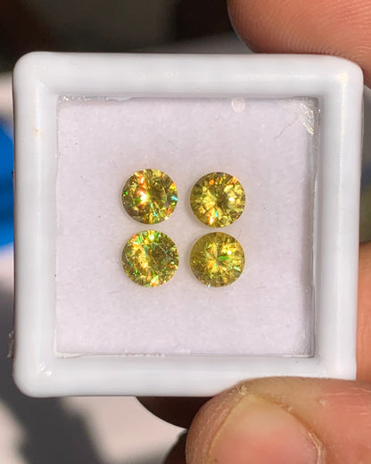 Natural Sphene/Titanite Lot 1.97 Carat 5x5 MM Round Shape Faceted Gemstone 4 Piece Lot 
