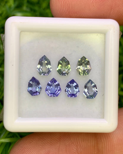 Natural Bi Color Tanzanite Lot 2.01 Carat Mix Size Fancy Shape Faceted Gemstone 7 Piece Lot