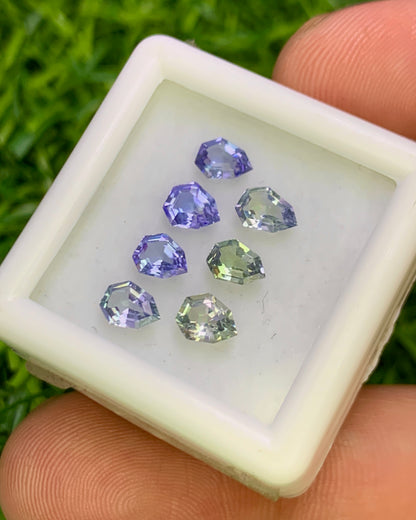 Natural Bi Color Tanzanite Lot 2.01 Carat Mix Size Fancy Shape Faceted Gemstone 7 Piece Lot